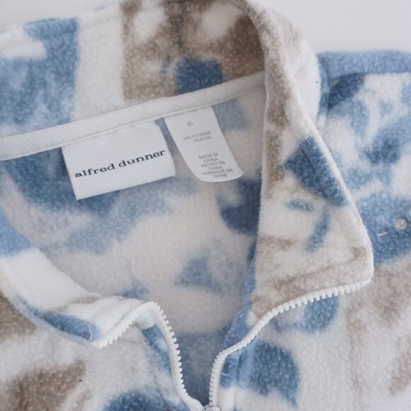 Alfred Dunner White Blue Floral Fleece Outdoor Zip Up Sweater Xl - Picture 11 of 11